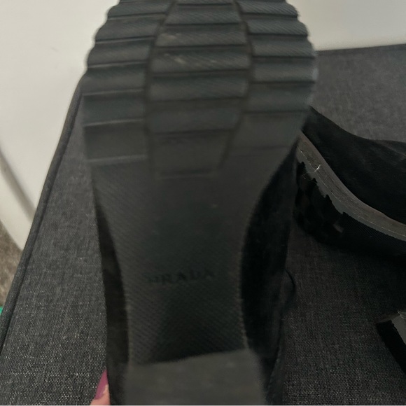 PRADA Black Suede Ankle Lace Up Booties - Picture 4 of 5